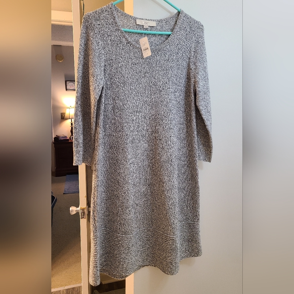 Ann Taylor LOFT - NWT Grey Sweater Midi Dress